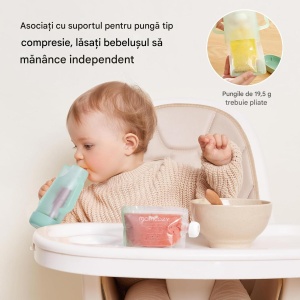 Pungi reutilizabile pentru bebeluși, fără BPA, sigure pentru congelator, ideale pentru piure și iaurt, 10 x 100 ml - Img 4