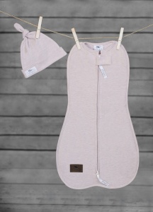 Săculeț Swaddle pentru infășat nou născut din bumbac + căciulița – First Step Roz - Img 3