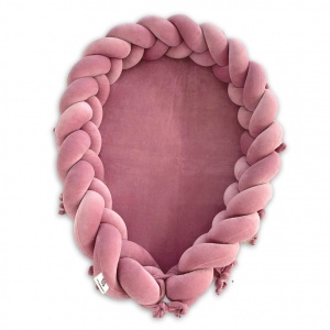 Baby Nest 2 în 1 din catifea, cu saltea și protecție - Dusty pink
