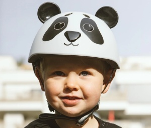 Cască protectie pentru copii - Hudora Panda, crem/negru, mărimea 48-52 - Img 4