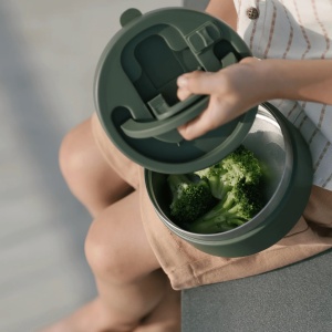 Caserolă termoizolantă cu 2 compartimente, verde, 400ml - Img 2