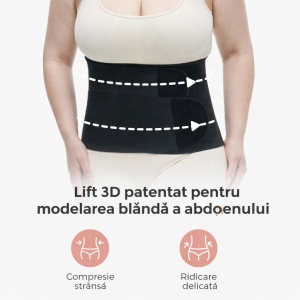 Centură postpartum, modelatoare, Momcozy Ergowrap™ suport 3D pentru abdomen și spate, ideală după naștere naturală sau cezariană, Petite - Negru - Img 3