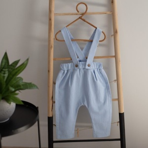 Costum botez baieți albastru vestă cu pantaloni - Img 2