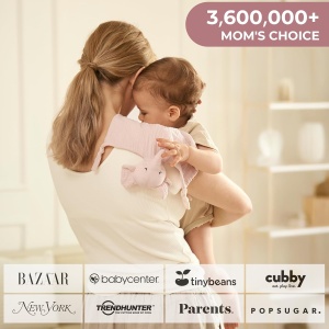 Doudou ursuleț roz din muselină 100% bumbac – jucărie de atașament pentru bebeluși - Img 6