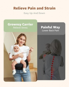 Hip Seat, cu pernă ergonomică pentru șold, material respirabil și suport lombar, până la 22,5 kg - Img 5