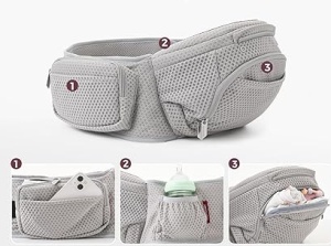 Marsupiu Hip Seat 2 în 1 reglabil, cu pernă pentru șold și suport lombar - Negru - Img 6