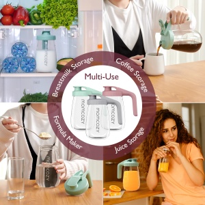 Recipient din sticlă pentru stocare lapte matern sau pregătirea formulei- Verde Momcozy - Img 5