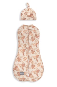 Săculeț Swaddle pentru infășat din bumbac + căciulță – Second step Almond
