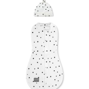 Săculeț Swaddle pentru infășat nou născut din bumbac + căciulița – First Step Dots