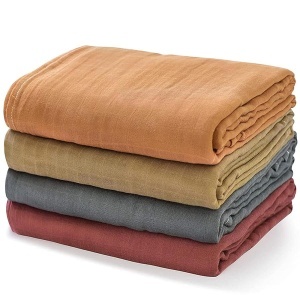 Set 4 păturici din muselină, bambus și bumbac 120 x 120 cm – Brown