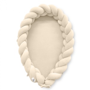 Baby Nest 2 în 1 din catifea, cu saltea și protecție - Beige