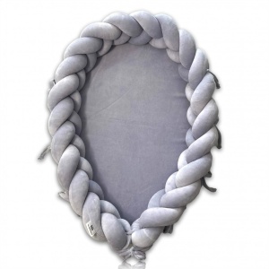 Baby Nest 2 în 1 din catifea, cu saltea și protecție - Gray