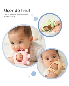 Jucărie de dentiție pentru bebeluși, din silicon alimentar, pentru calmarea durerilor – Albastru - Img 5