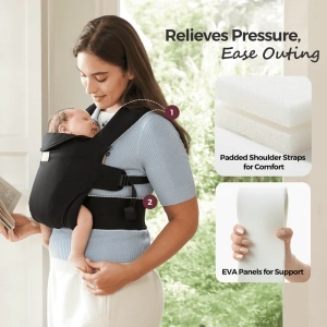 Marsupiu ergonomic pentru nou-născuți WeeSnug, 0–6 luni - 3-11 kg Negru - Img 4