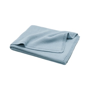Pătură împletită, din bumbac organic - blue fog