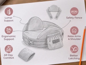 Pernă de alăptat cu spumă cu memorie, suport ergonomic maxim pentru spate – CozyPro - Img 6