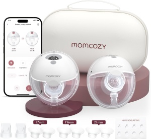 Pompa de sân portabilă dublă Momcozy M5 Smart, fără durere, conectivitate mobilă – Gri