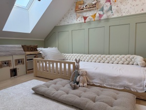 Protecție laterală impletită in 4 pentru pătuț Boucle - Light Beige 200 cm - Img 3