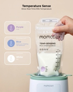 Pungi de stocare a laptelui matern cu senzor de temperatura - 180 ml Momcozy - Img 4