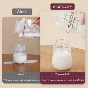 Pungi pentru stocarea laptelui matern Momcozy, 240 ml, cu senzor de temperatură și turnare ușoară – 120 buc. - Img 4