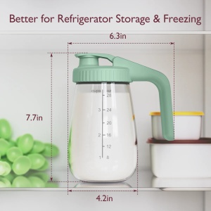 Recipient din sticlă pentru stocare lapte matern sau pregătirea formulei- Verde Momcozy - Img 6