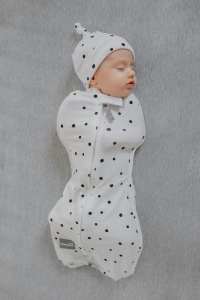 Săculeț Swaddle pentru infășat nou născut din bumbac + căciulița – First Step Dots - Img 2