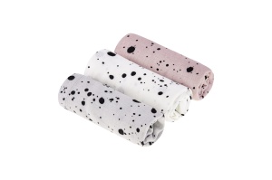 Set 3 Museline din bambus 100% – Dots Roz/Alb/Gri
