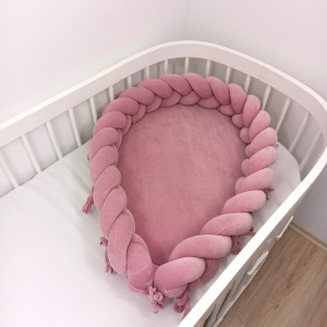 Baby Nest 2 în 1 din catifea, cu saltea și protecție - Dusty pink - Img 5