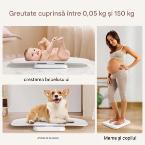 Cântar digital pentru bebeluși, animale și adulți, (Max150 kg), tavă detașabilă - Img 2