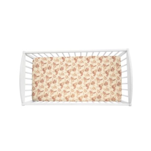 Cearșaf cu elastic pentru pătuț 120 × 60 cm – Almond, cu animale