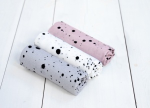 Set 3 Museline din bambus 100% – Dots Roz/Alb/Gri - Img 2