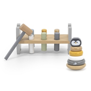 Set stivuitor și mini banc cu ciocan - Pinguin