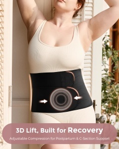 Centură postpartum, modelatoare, Momcozy Ergowrap™ suport 3D pentru abdomen și spate, ideală după naștere naturală sau cezariană, Petite - Negru - Img 4