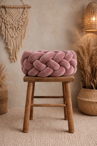 Protecție laterală impletită in 4 pentru pătuț Velvet - Dusty Pink 200 cm