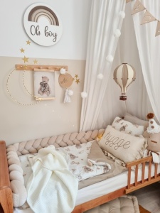 Protecție laterală impletită pentru pătuț Velvet - Beige 200 cm - Img 3