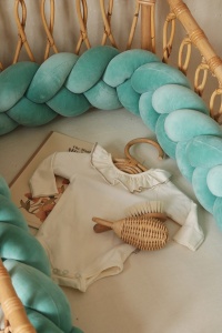 Protecție laterală impletită pentru pătuț Velvet - Dirty Mint 300 cm - Img 4