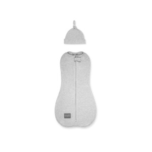 Săculeț Swaddle pentru infășat nou născut din bumbac + căciulița – First Step Gri deschis
