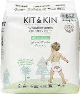 Scutece Hipoalergenice Eco Kit&Kin Chilotel XL6, Marimea 6, 15 kg+, 18 buc
