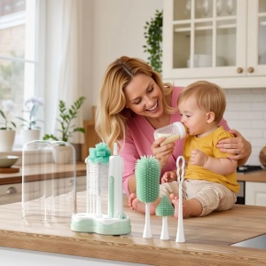 Set 7 în 1 perie electrică pentru curățarea biberoanelor cu suport de uscare - Img 4