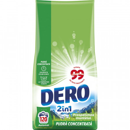 Detergent Pudra Automat pentru Rufe DERO 2in1 Prospetimea Muntelui 9.5Kg - 120 Spalari