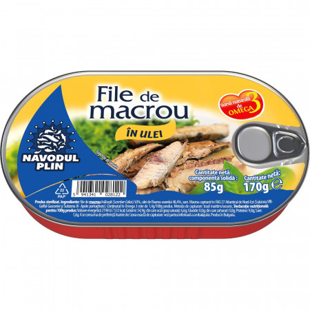 File de Macrou in Ulei NAVODUL PLIN 170g