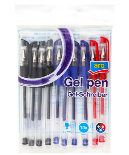 Pix cu Gel ARO 4 x Albastru + 4 x Negru + 2 x Rosu