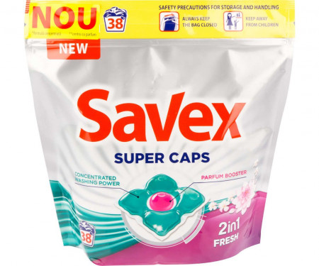 Detergent Automat Gel pentru Rufe SAVEX 2in1 Capsule 42buc