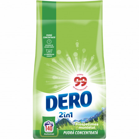 Detergent Pudra Automat pentru Rufe DERO 2in1 Prospetimea Muntelui 10.5Kg - 140 Spalari