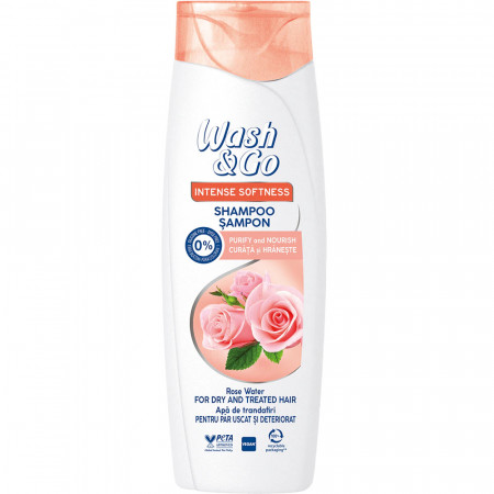 WASH & GO Sampon Hidratant cu Apa de Trandafiri pentru Par Uscat si Deteriorat 360ml