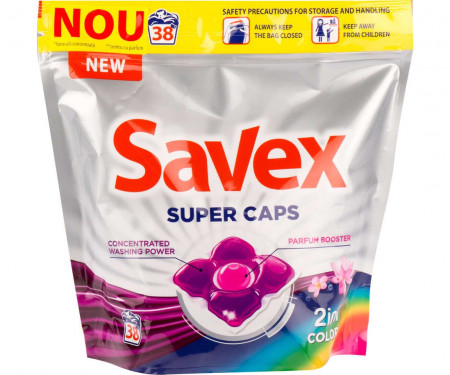 Detergent Automat Gel pentru Rufe Colorate SAVEX 2in1 Color Capsule 42buc