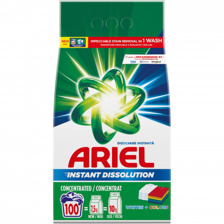 Detergent Automat Pudra pentru Rufe Albe si Colorate ARIEL 7.5Kg (100 Spalari)