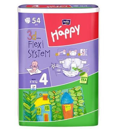 Scutece HAPPY 4 Maxi 8-18 kg 70buc