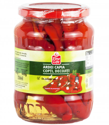 Ardei Kapia (Capia) Copti Decojiti in Otet FINE LIFE 720ml