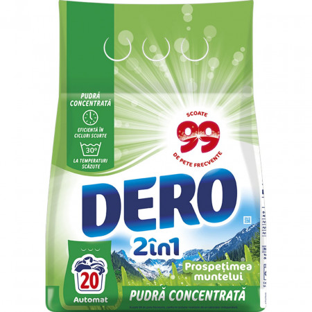 Detergent Pudra Automat pentru Rufe DERO 2in1 Prospetimea Muntelui 1.5Kg - 20 Spalari